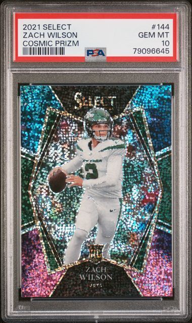 ZACH WILSON 2021 PANINI SELECT PREMIER LEVEL COSMIC PRIZM RC #144 PSA 10 POP 4