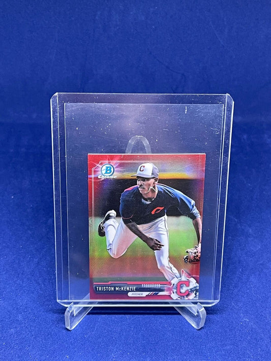 TRISTON MCKENZIE 2017 BOWMAN CHROME RED MINI REFRACTOR PROSPECT #D 8/10