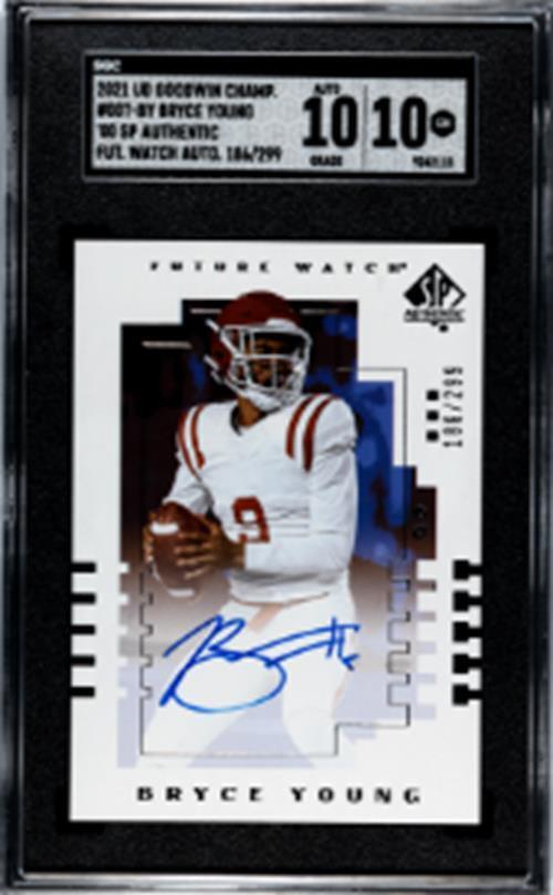 BRYCE YOUNG 2021 UD GOODWIN CHAMPS SP AUTHENTIC FUTURE WATCH AUTO RC /299 SGC 10