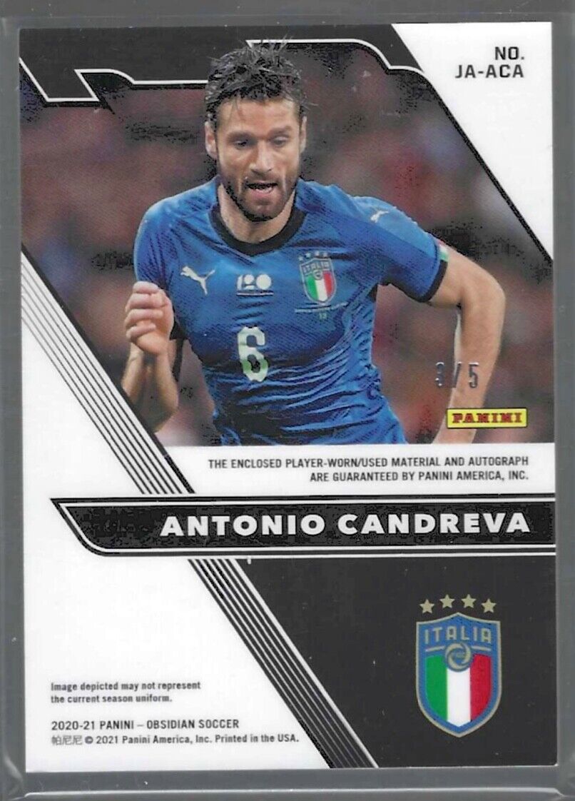 ANTONIO CANDREVA 2020-21 PANINI OBSIDIAN RED ETCH PATCH AUTO #D 3/5