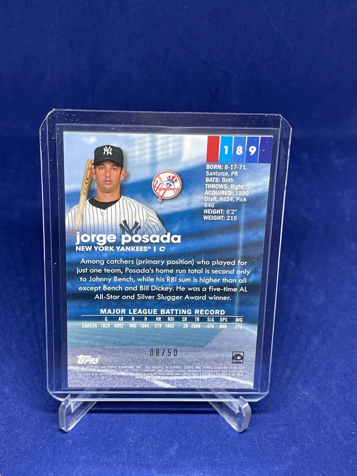 JORGE POSADA 2020 STADIUM CLUB CHROME GOLD REFRACTOR #D 8/50
