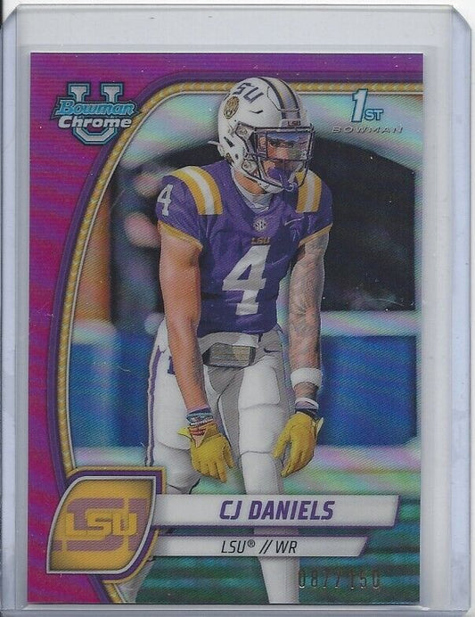 CJ DANIELS 2024 BOWMAN CHROME UNIVERSITY 1ST LSU FUCHSIA REFRACTOR #D /150