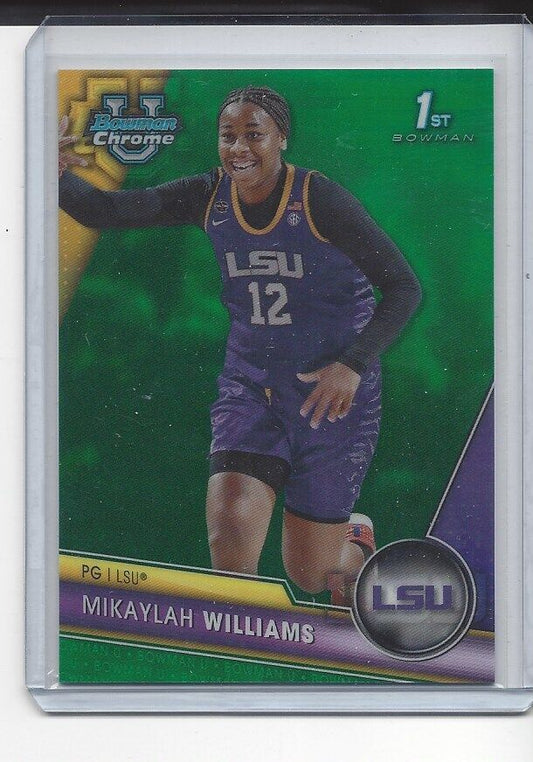 MIKAYLAH WILLIAMS 2023-24 BOWMAN CHROME UNIVERSITY 1ST GREEN REFRACTOR #D 2/99