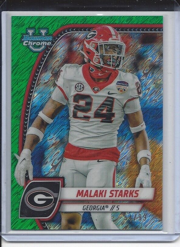 MALAKI STARKS 2024 BOWMAN CHROME UNIVERSITY GREENS SHIMMER REFRACTOR #D /99