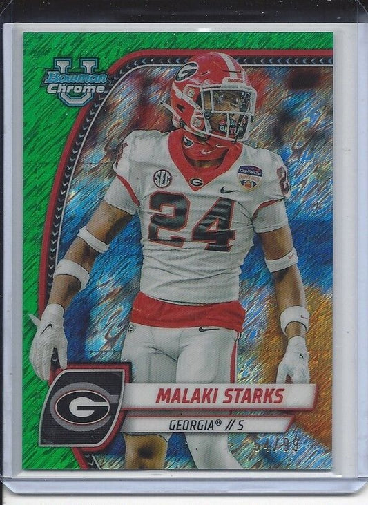MALAKI STARKS 2024 BOWMAN CHROME UNIVERSITY GREENS SHIMMER REFRACTOR #D /99