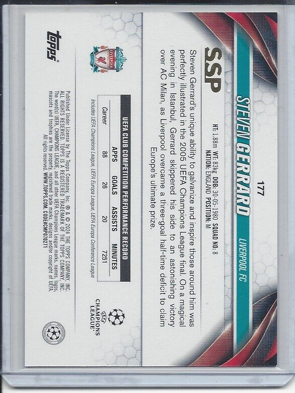 STEVEN GERRARD 2023-24 TOPPS CLUB COMPETITIONS SSP PHOTO VARIATION #77