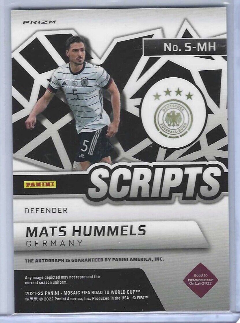 MATS HUMMELS 2021-22 PANINI MOSAIC SILVER MOSAIC PRIZM SCRIPTS AUTO #S-MH