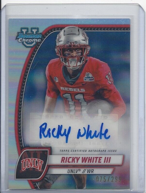 RICKY WHITE III 20224 BOWMAN CHROME UNIVERSITY UNLV REFRACTOR AUTO /299
