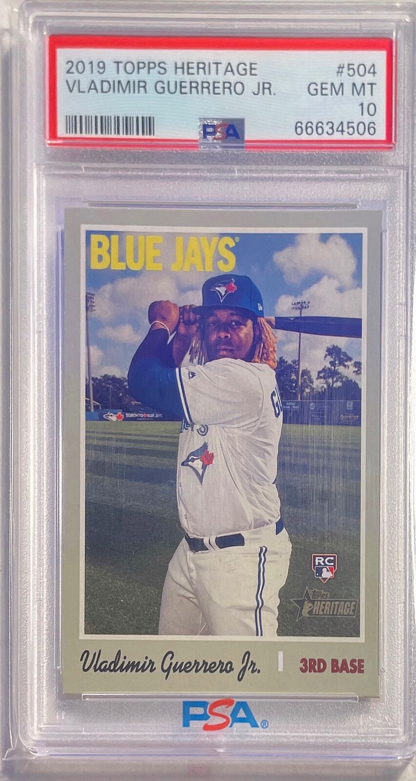 VLADIMIR GUERRERO JR. 2019 TOPPS HERITAGE ROOKIE RC #504 PSA 10 GEM MINT