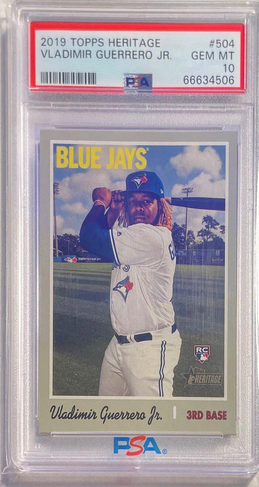 VLADIMIR GUERRERO JR. 2019 TOPPS HERITAGE ROOKIE RC #504 PSA 10 GEM MINT