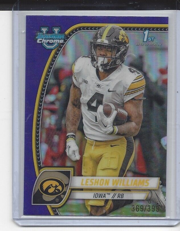 LESHON WILLIAMS 2024 BOWMAN CHROME UNIVERSITY 1ST IOWA PURPLE REFRACTOR #D /399