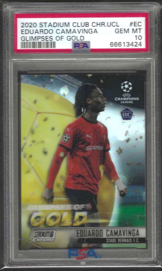 EDUARDO CAMAVINGA 2020-21 TOPPS STADIUM CLUB GLIMPSES OF GOLD RC PSA 10 POP 5