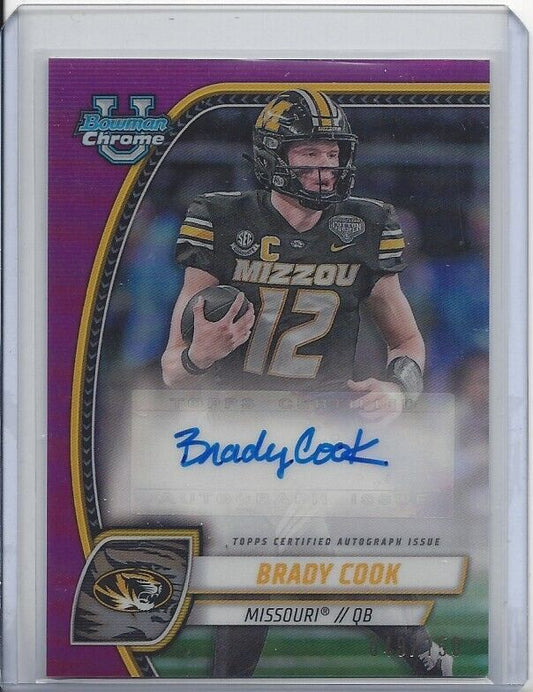 BRADY COOK 2024 BOWMAN CHROME UNIVERSITY FUCHSIA REFRACTOR AUTO #D 49/150