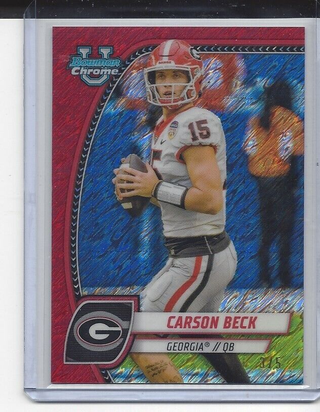CARSON BECK 2024 BOWMAN CHROME UNIVERSITY RED SHIMMER REFRACTOR #D 3/5