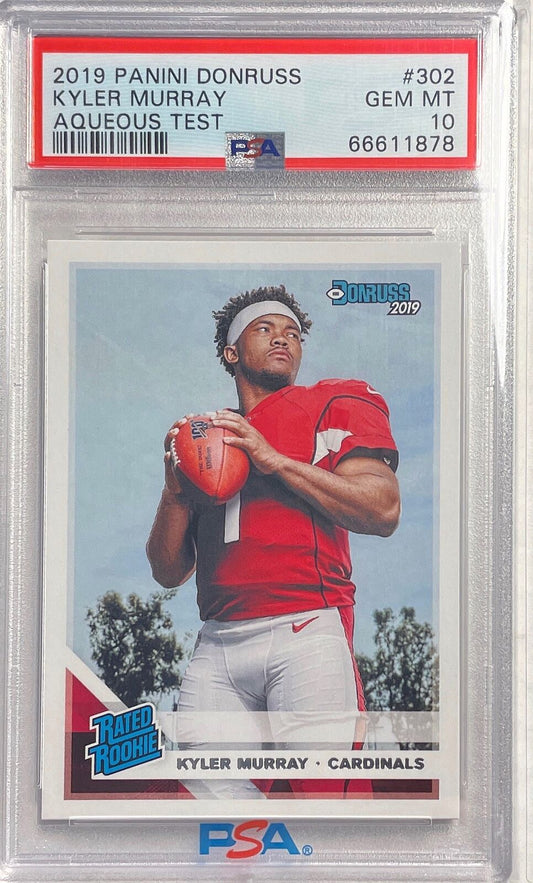 KYLER MURRAY 2019 DONRUSS AQUEOUS TEST ROOKIE RC SSP #302 PSA 10 GEM MINT POP 17