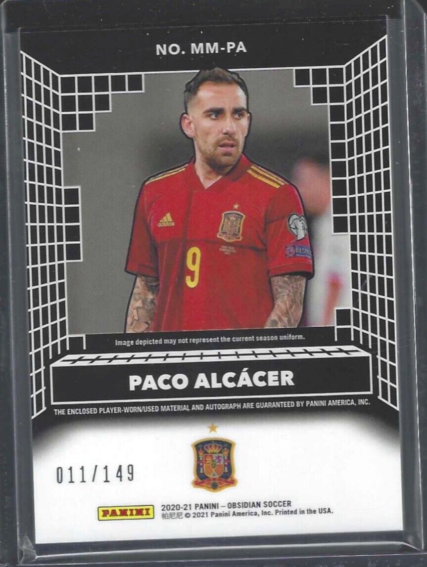 PACO ALCACER 2020-21 PANINI OBSIDIAN MATRIX SILVER ETCH PATCH AUTO #D 011/149