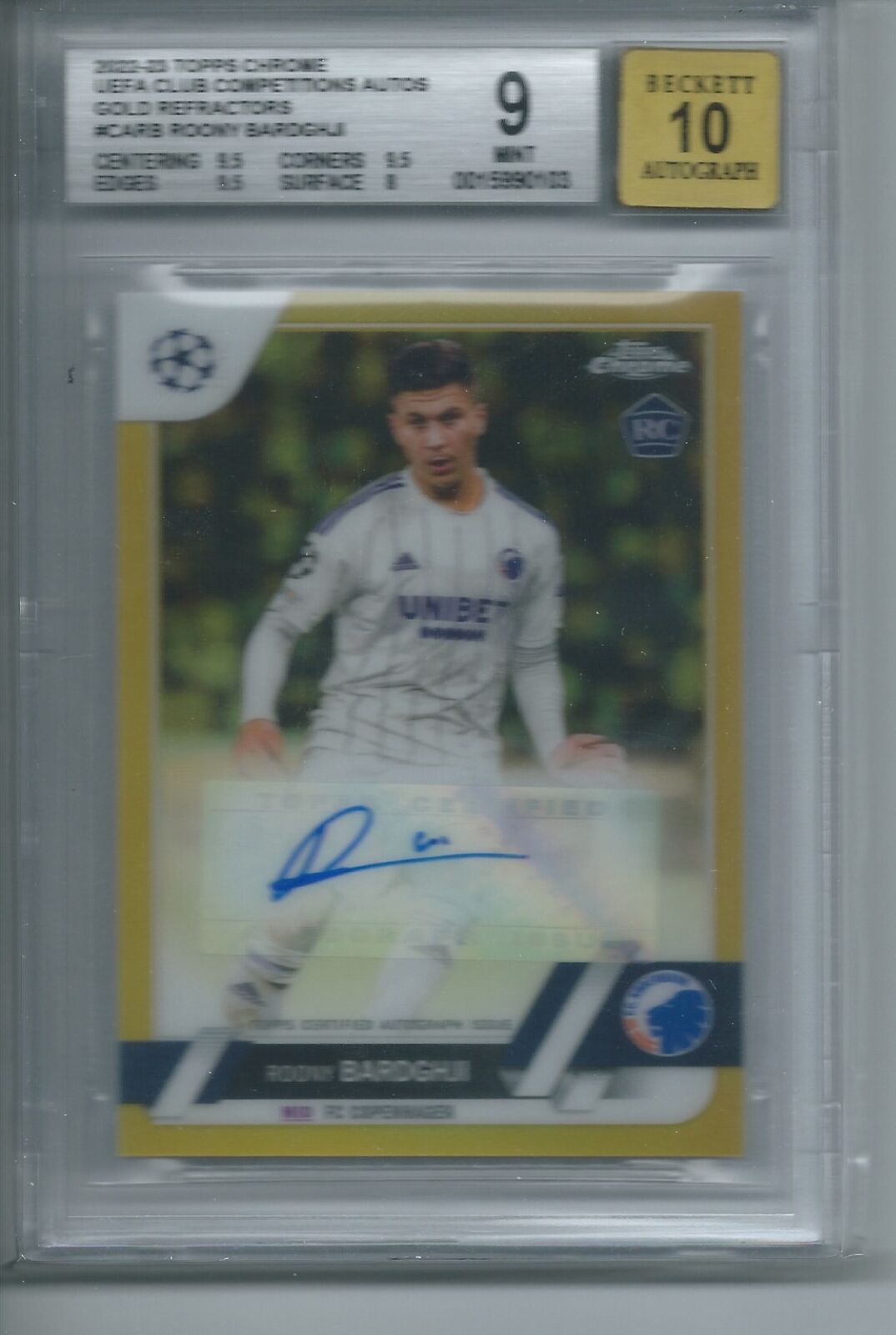 ROONY BARDGHJI 2022 TOPPS CHROME GOLD REFRACTOR AUTO RC 11/50 BGS 9 10 POP 1/1