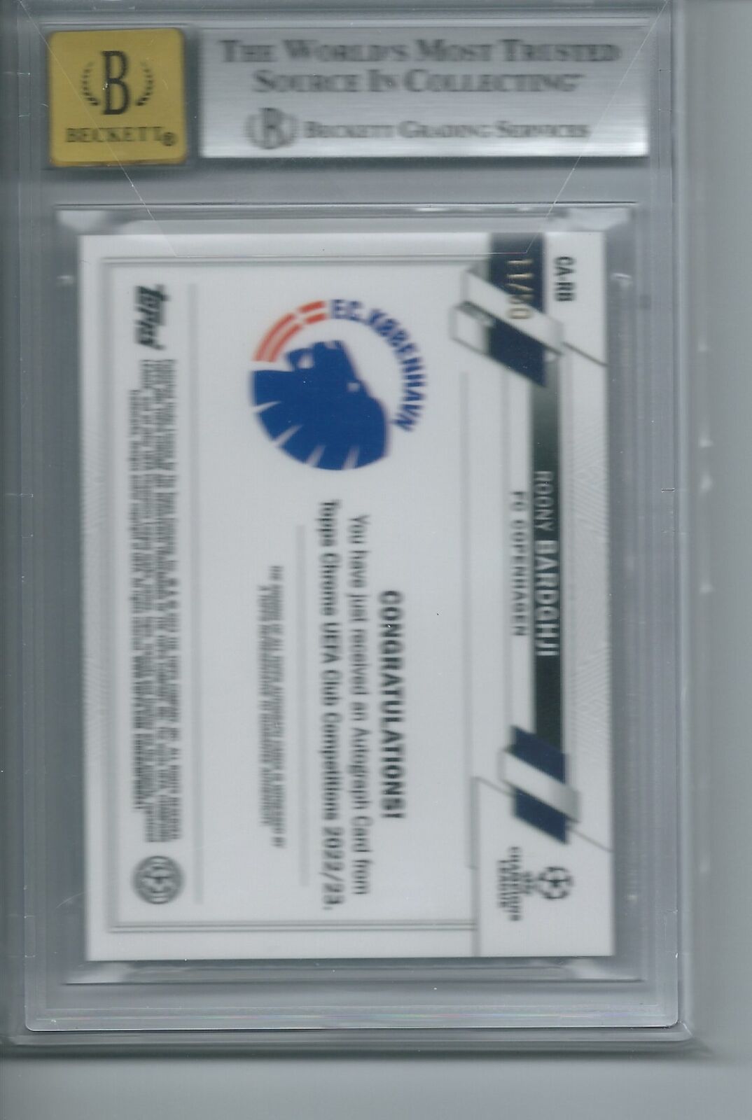 ROONY BARDGHJI 2022 TOPPS CHROME GOLD REFRACTOR AUTO RC 11/50 BGS 9 10 POP 1/1