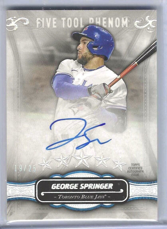GEORGE SPRINGER 2021 TOPPS FIVE STAR FIVE TOOL PHENOM SILVER AUTO #D 18/25