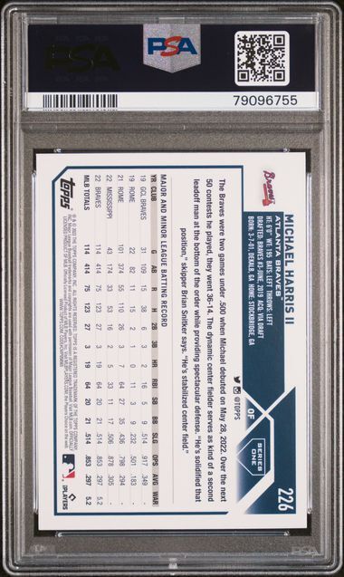 MICHAEL HARRIS II 2023 TOPPS RAINBOW FOIL ROOKIE RC #226 PSA 10 GEM MINT