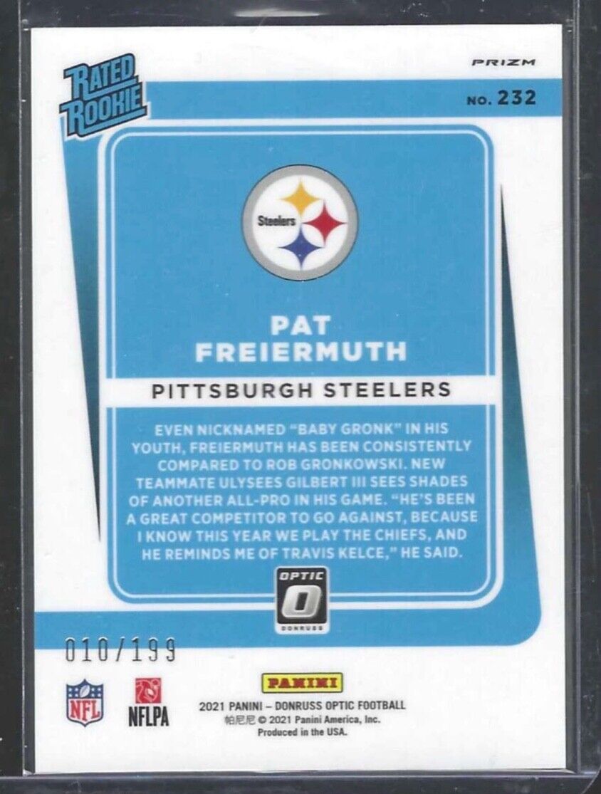 PAT FREIERMUTH 2021 PANINI DONRUSS OPTIC ORANGE PRIZM ROOKIE RC #D 010/199