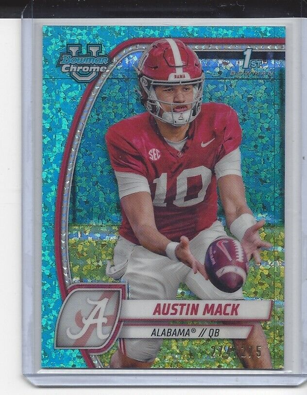 AUSTIN MACK 2024 BOWMAN CHROME UNIVERSITY 1ST AQUA MINI DIAMOND REFRACTOR /275