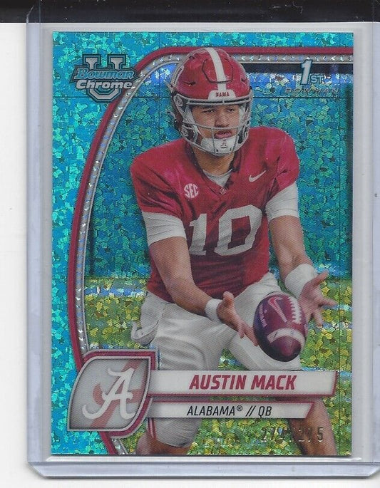 AUSTIN MACK 2024 BOWMAN CHROME UNIVERSITY 1ST AQUA MINI DIAMOND REFRACTOR /275
