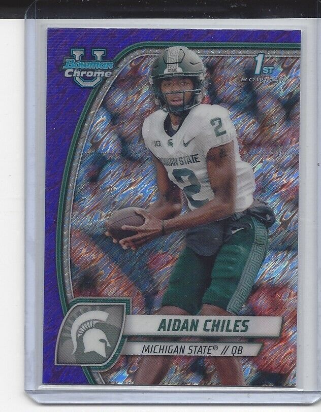 AIDAN CHILES 2024 BOWMAN CHROME UNIVERSITY 1ST PURPLE SHIMMER REFRACTOR #8
