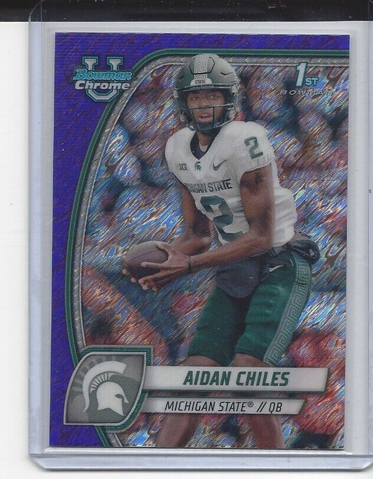 AIDAN CHILES 2024 BOWMAN CHROME UNIVERSITY 1ST PURPLE SHIMMER REFRACTOR #8