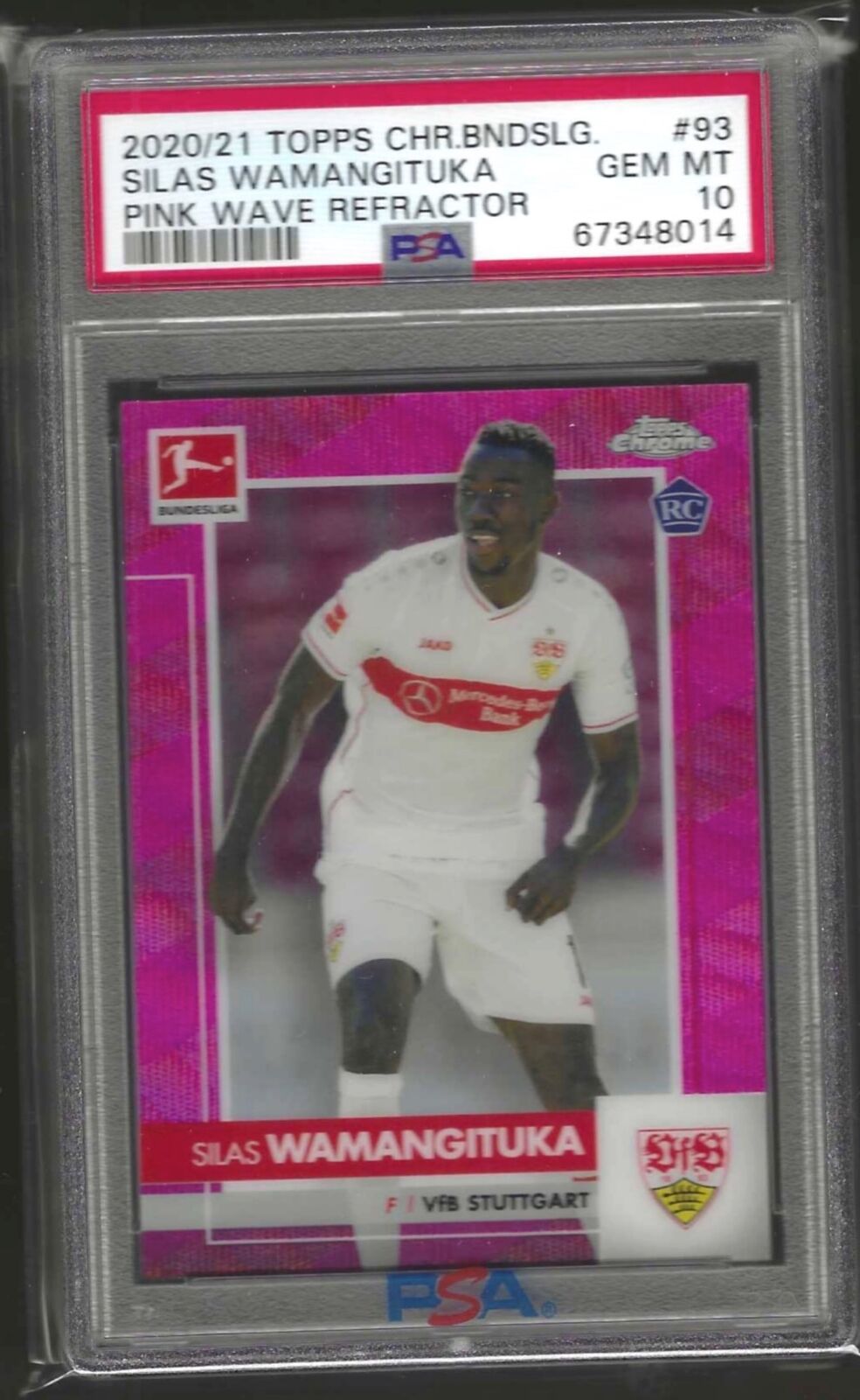 SILAS WAMANGITUKA 2020-21 TOPPS CHROME PINK WAVE REFRACTOR RC /75 PSA 10 POP 2