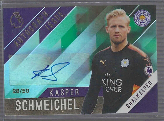 KASPER SCHMEICHEL 2017-18 TOPPS PREMIER LEAGUE GREEN FOIL AUTO #D 28/50