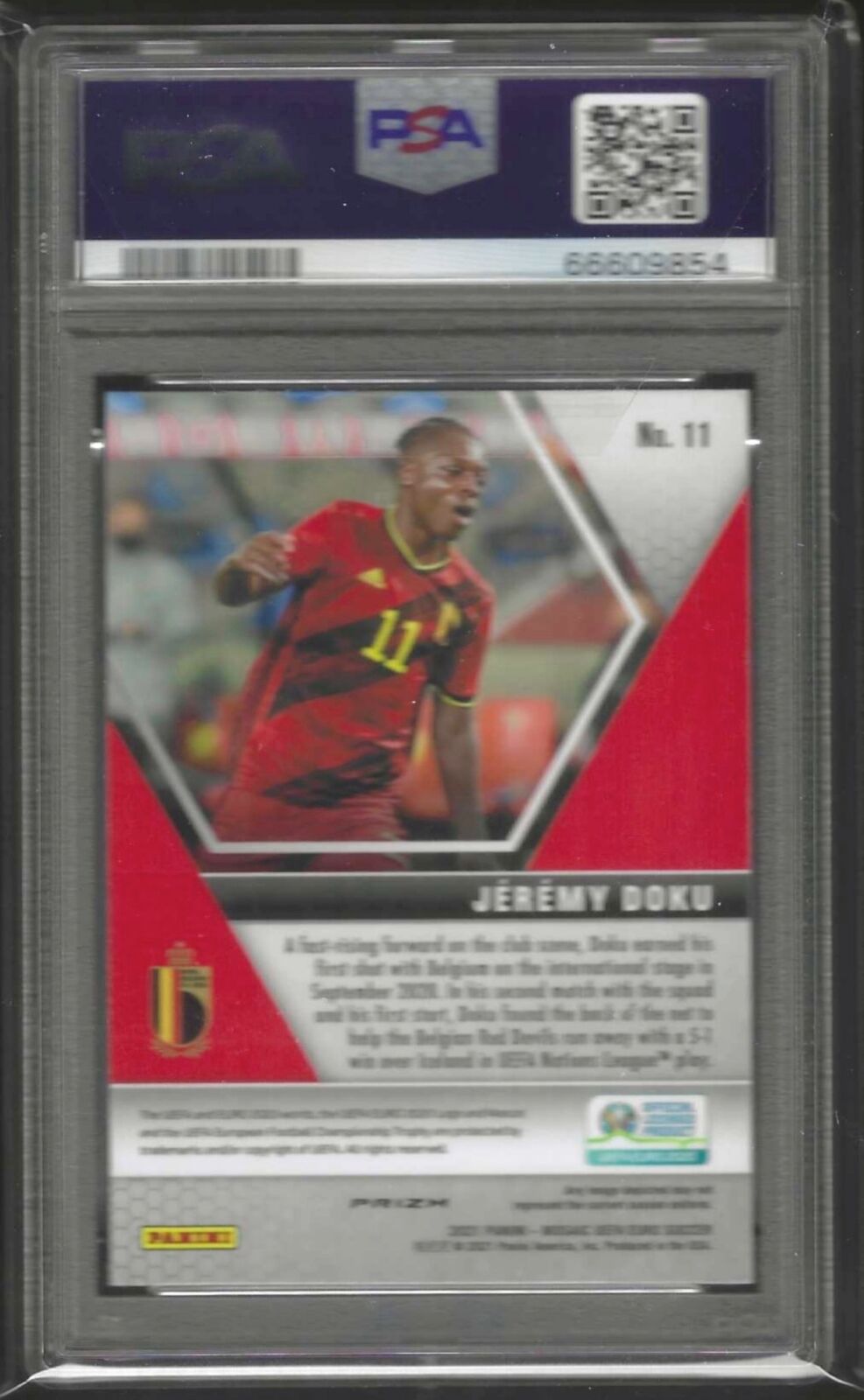 JEREMY DOKU 2020-21 PANINI MOSAIC SILVER MOSAIC PRIZM RC #11 PSA 10 GEM POP 9