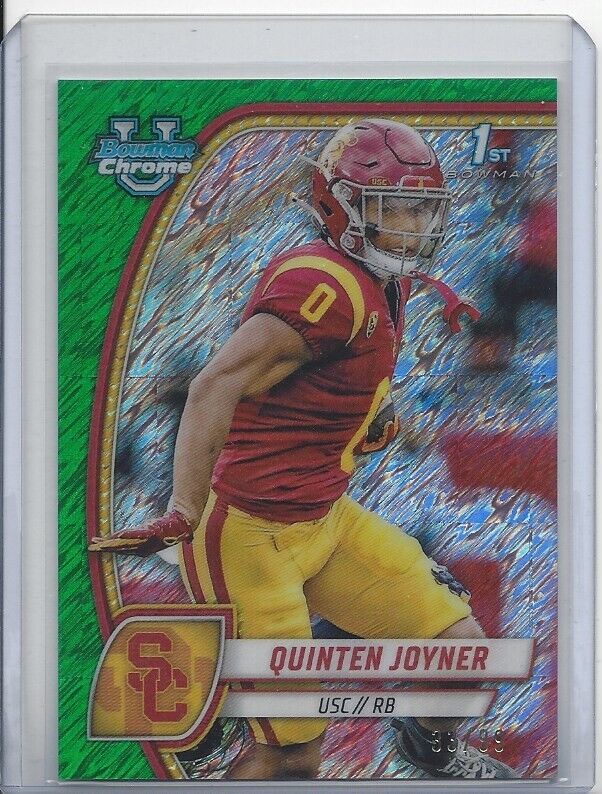 QUINTEN JOYNER 20224 BOWMAN CHROME UNIVERSITY 1ST GREEN SHIMMER REFRACTOR /99