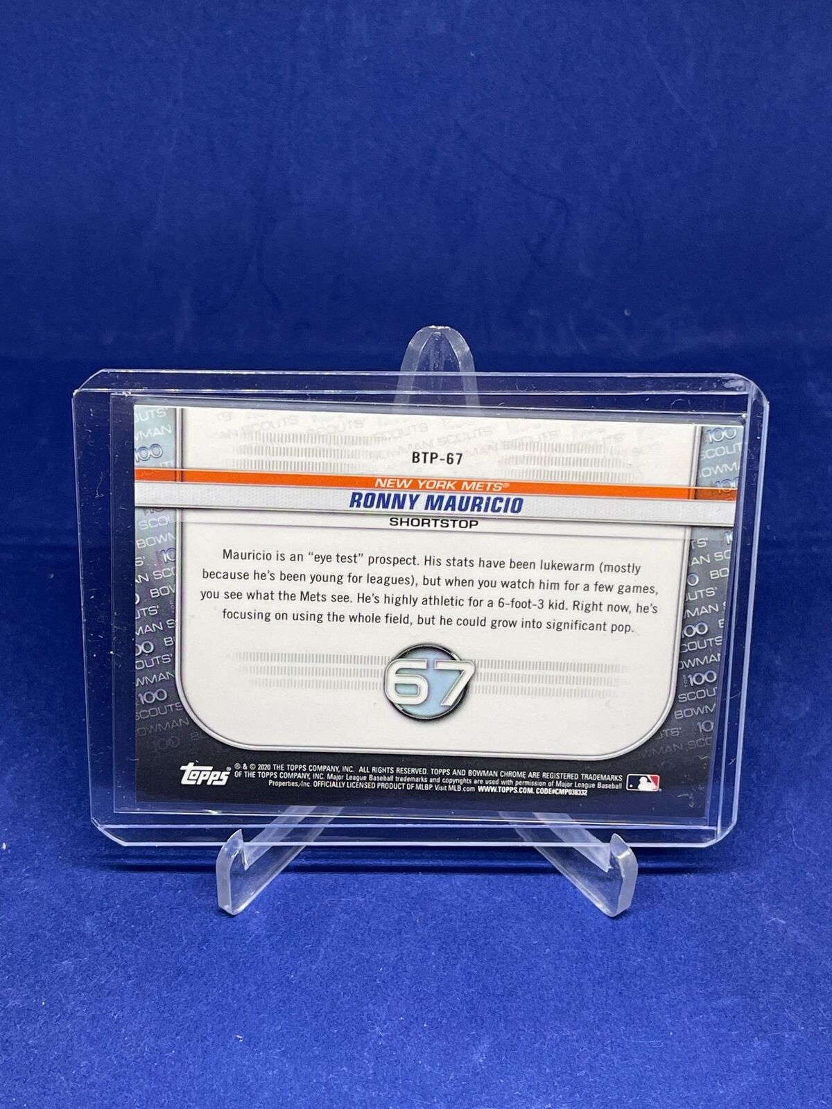 RONNY MAURICIO 2020 BOWMAN CHROME SCOUTS TOP 100 ATOMIC REFRACTOR #D 65/150