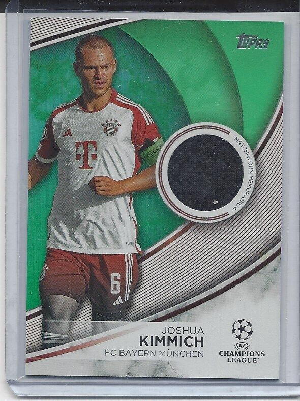 JOSHUA KIMMICH 2023-24 TOPPS CLUB COMPETITIONS GREEN MATCH WORN JERSEY #D 94/199