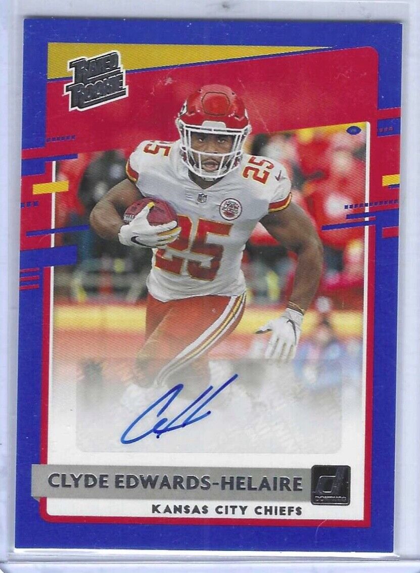 CLYDE EDWARDS-HELAIRE 2020 PANINI DONRUSS BLUE RATED ROOKIE AUTO RC #321
