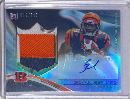GIOVANI BERNARD 2013 TOPPS PLATINUM BLACK REFRACTOR 3 COLOR PATCH AUTO RC /125