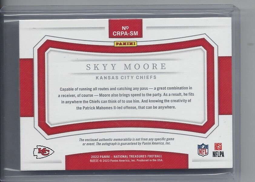 SKYY MOORE 2022 NATIONAL TREASURES CROSSOVER RED LAUNDRY TAG PATCH AUTO RC #D /5