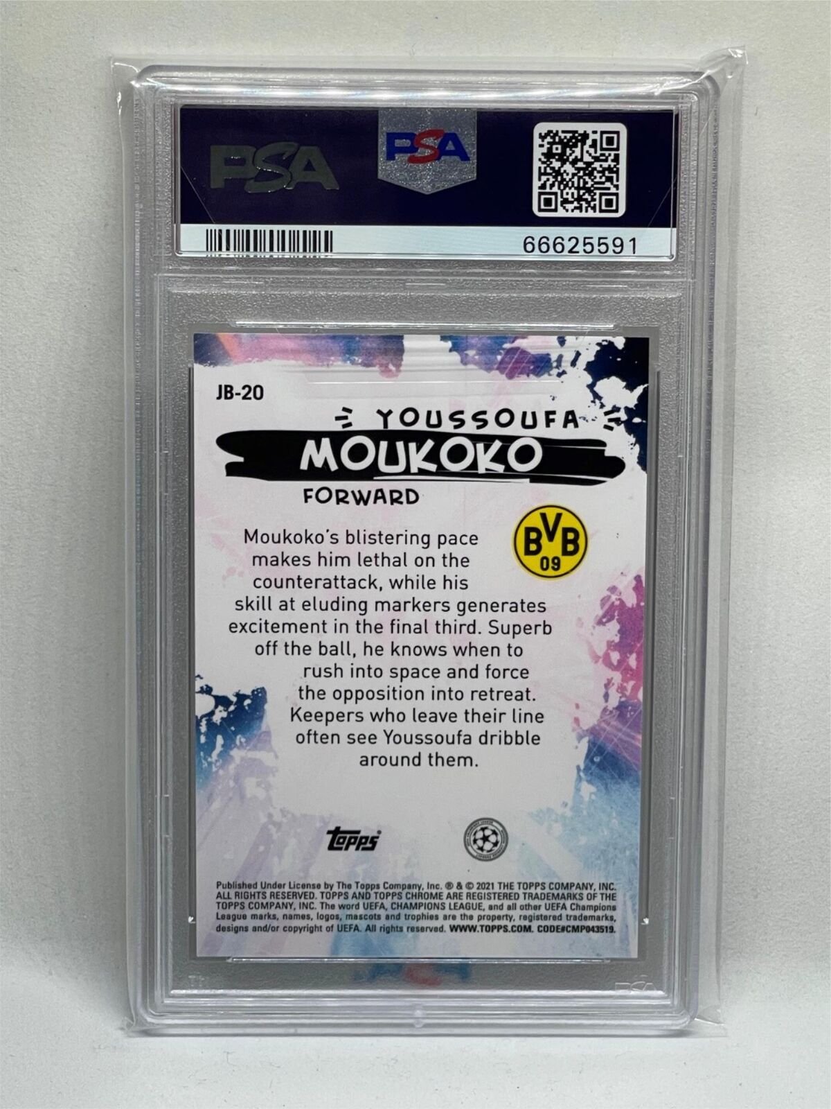 YOUSSOUFA MOUKOKO 2020-21 TOPPS CHROME UCL JOGA BONITO ROOKIE RC PSA 9 POP 4