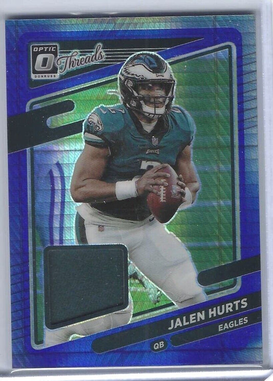 JALEN HURTS 2021 PANINI DONRUSS OPTIC BLUE HYPER HOLO THREADS JERSEY #TH-7
