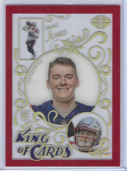 MAC JONES 2021 PANINI ILLUSIONS RED ACETATE KING OF CARDS ROOKIE RC #D 049/149