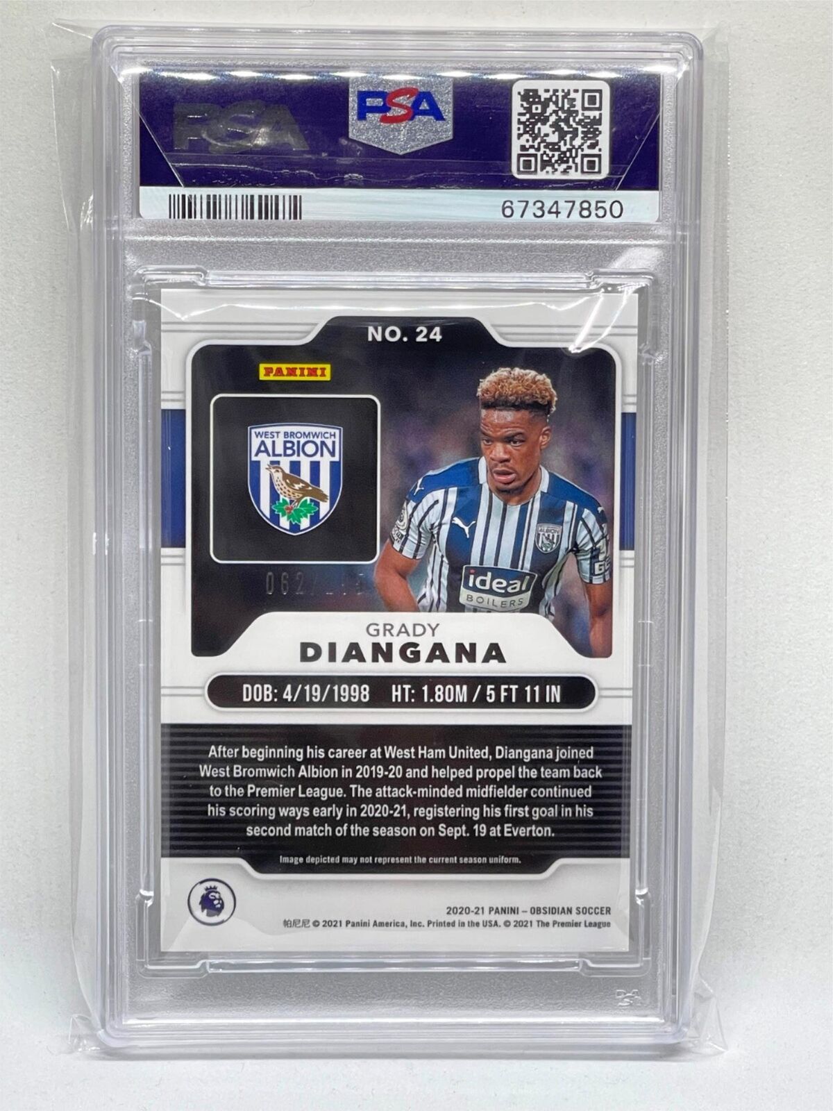 GRADY DIANGANA 2020-21 PANINI OBSIDIAN #D 62/195 ROOKIE RC PSA 10 POP 2