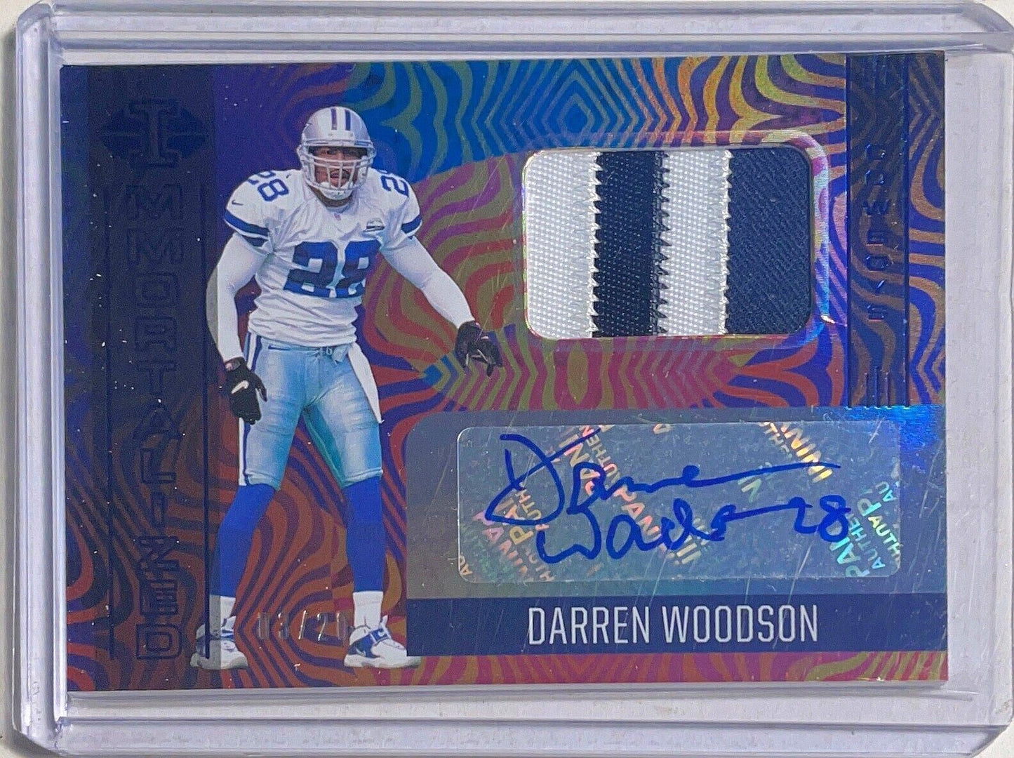 DARREN WOODSON 2021 PANINI ILLUSIONS IMMORTALIZED PATCH AUTO BLUE #D 03/20
