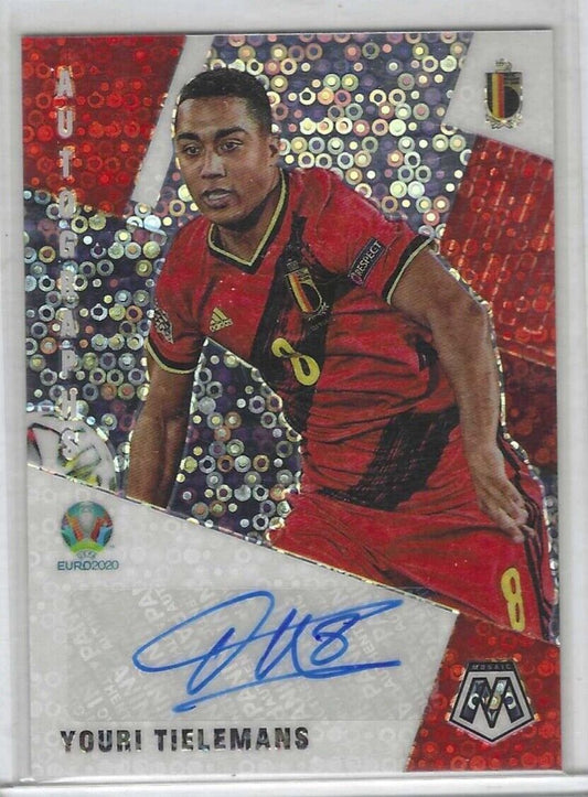 YOURI TIELEMANS 2020-21 PANINI MOSAIC UEFA SILVER CIRCLES AUTO #AM-YT