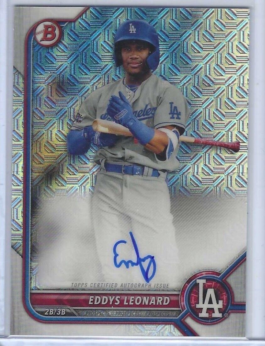 EDDYS LEONARD 2022 BOWMAN CHROME MOJO MEGA REFRACTOR PROSPECT AUTO #BCMA-EL
