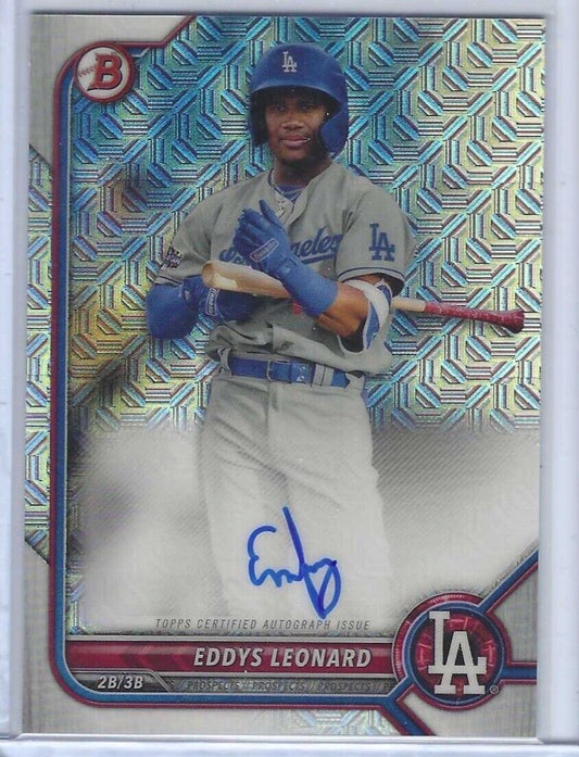 EDDYS LEONARD 2022 BOWMAN CHROME MOJO MEGA REFRACTOR PROSPECT AUTO #BCMA-EL