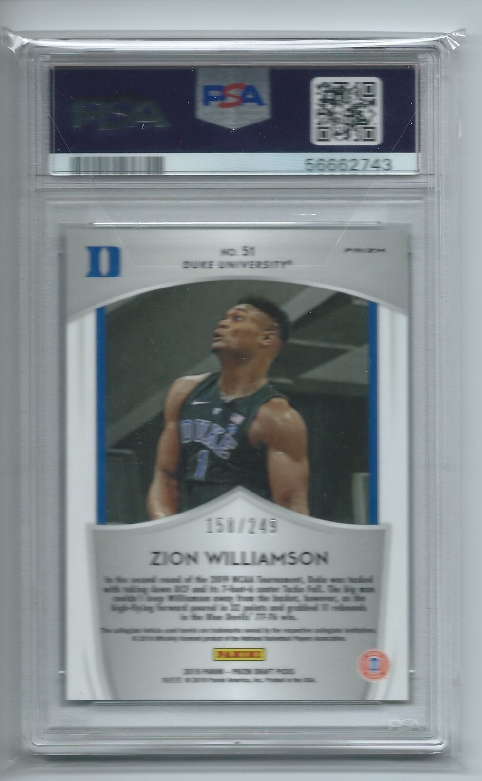 ZION WILLIAMSON 2019-20 PANINI PRIZM DRAFT CRUSADE GREEN YELLOW RC /249 PSA 10