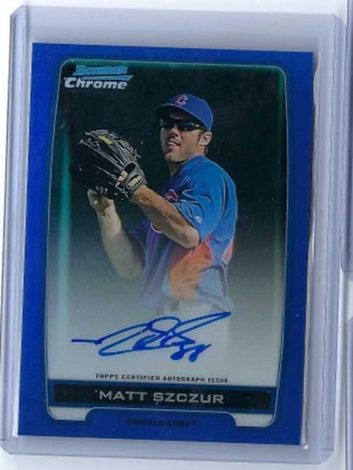 MATT SZCZUR 2012 TOPPS BOWMAN CHROME BLUE REFRACTOR ON CARD AUTO #D 95/150