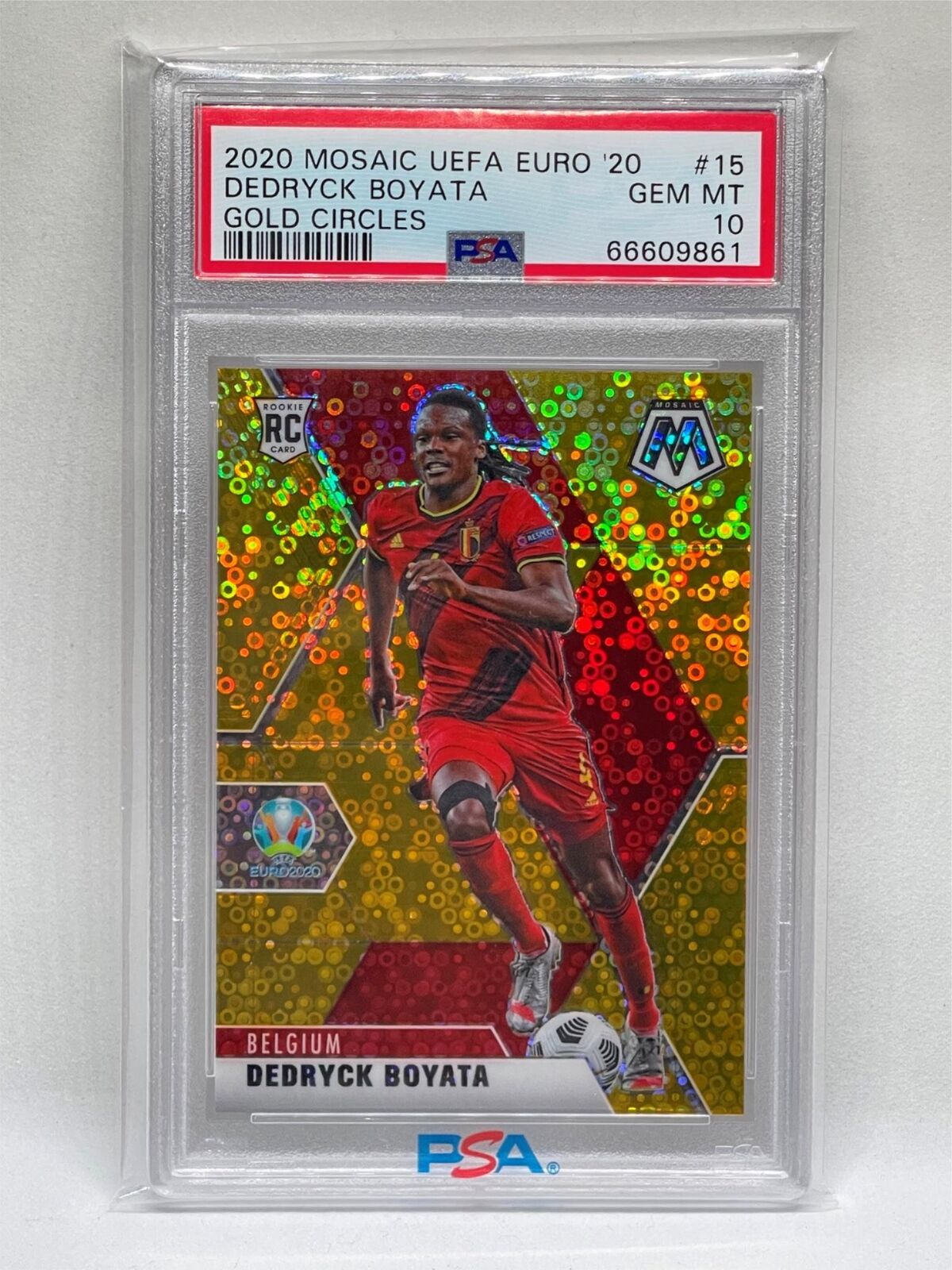 DEDRYCK BOYATA 2020 MOSAIC EURO GOLD CIRCLES PRIZM RC #D 7/10 PSA 10 POP 1/1