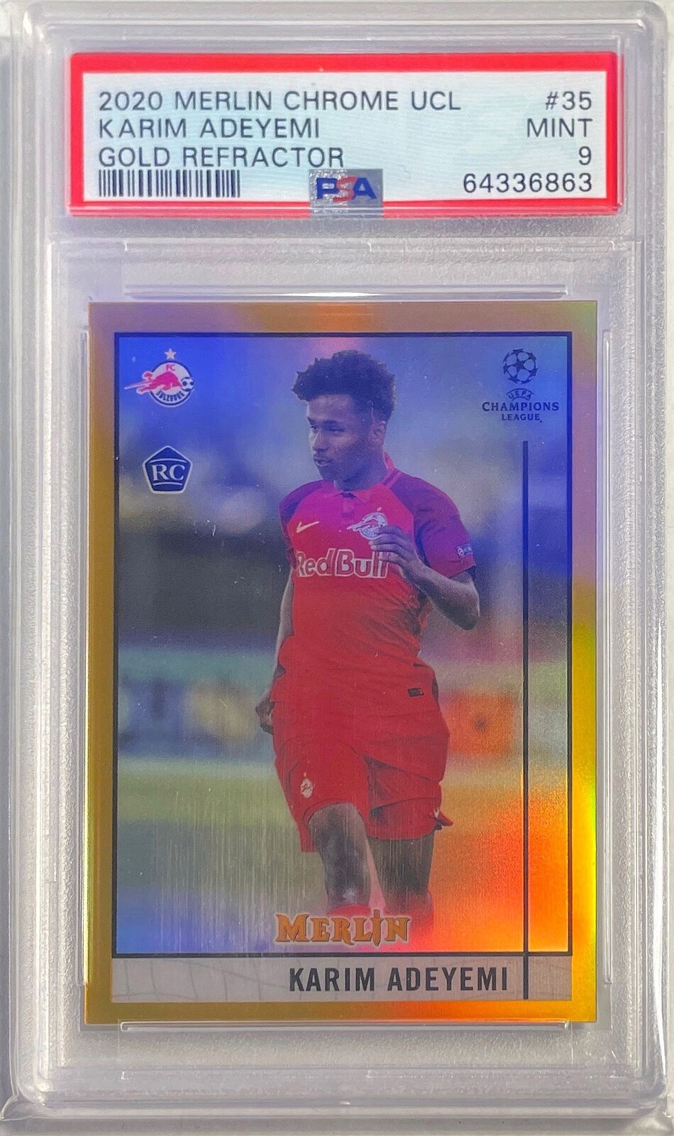 KARIM ADEYEMI 2020-21 MERLIN CHROME GOLD REFRACTOR RC #D 20/50 PSA 9 MINT POP 10